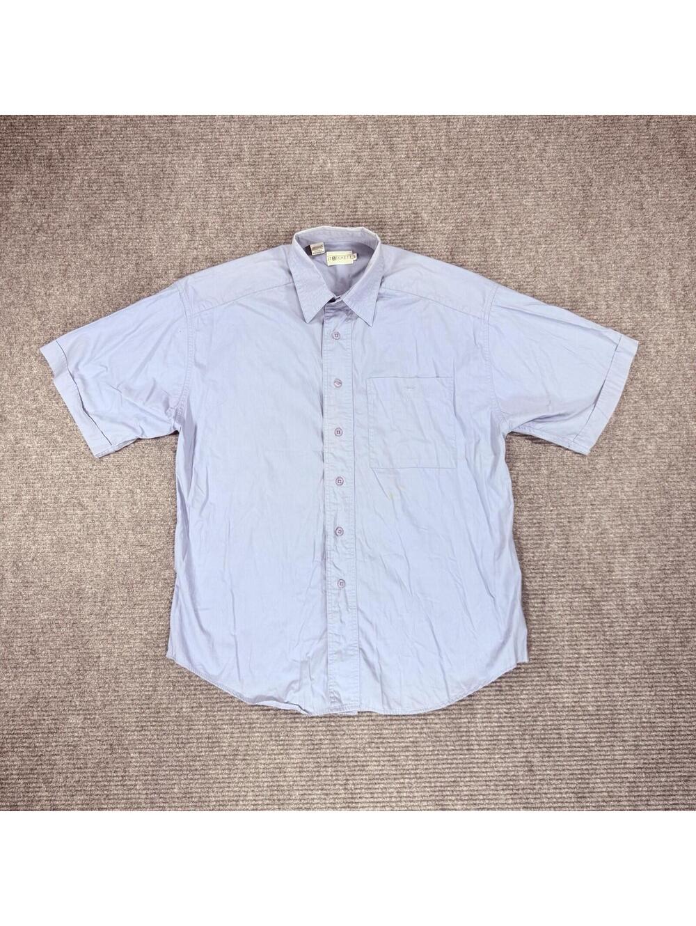 Vtg JT Beckett Mens Button Down Shirt Large Blue Preppy Retro Cotton Workwear